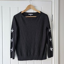 Oliver Bonas Ladies Black Star Trim Pullover Jumper Top Size 8 UK Casual Knit