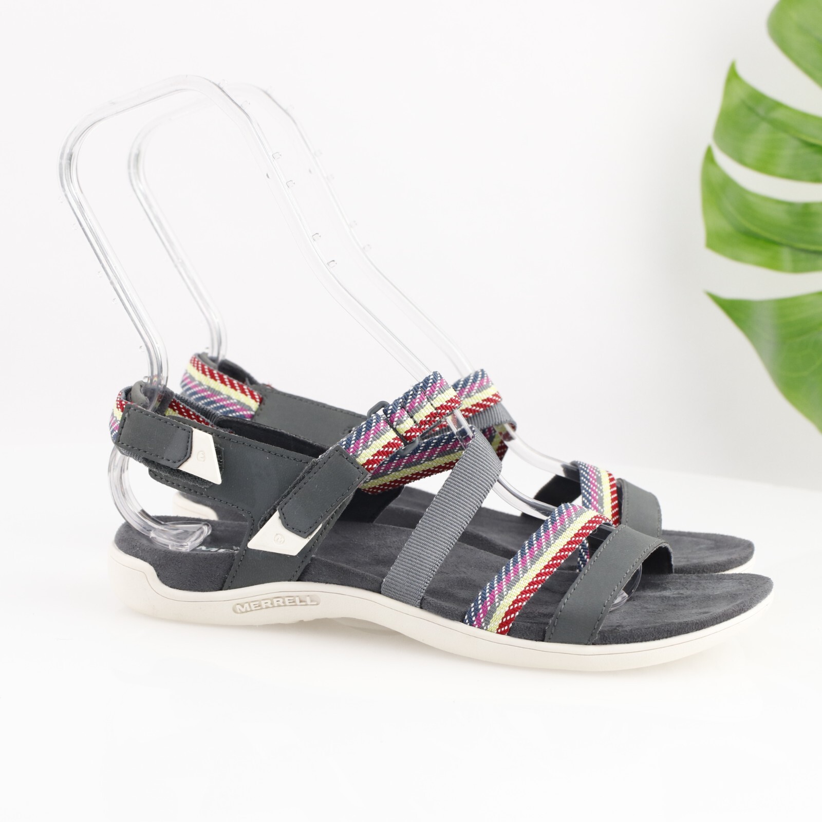 Merrell sandalo donna District Mendi taglia 8 grigio multi cinturino scarpa sportiva