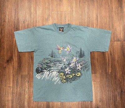 Vintage 90s Habitat Hummingbird Nature Double-Sided Single Stitch