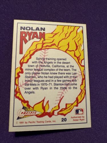 Nolan Ryan 1991 Pacific Limited Edition Meeting New Friends #20 - Picture 2 of 2