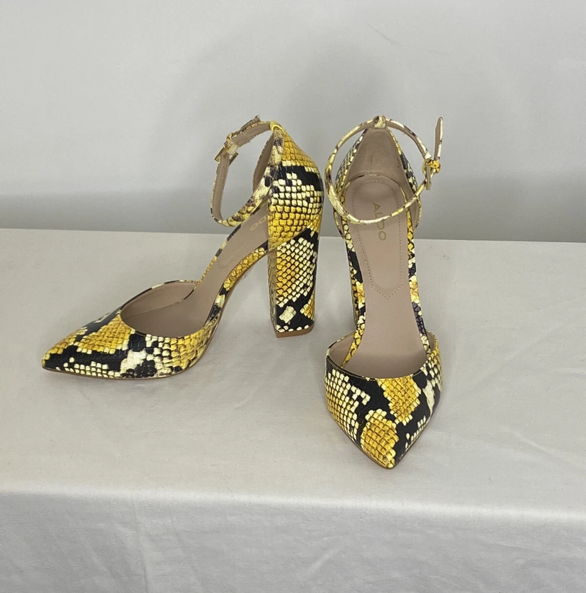 Aldo Snake Skin Print Nicholes Block Heel Pumps Womens Size 6