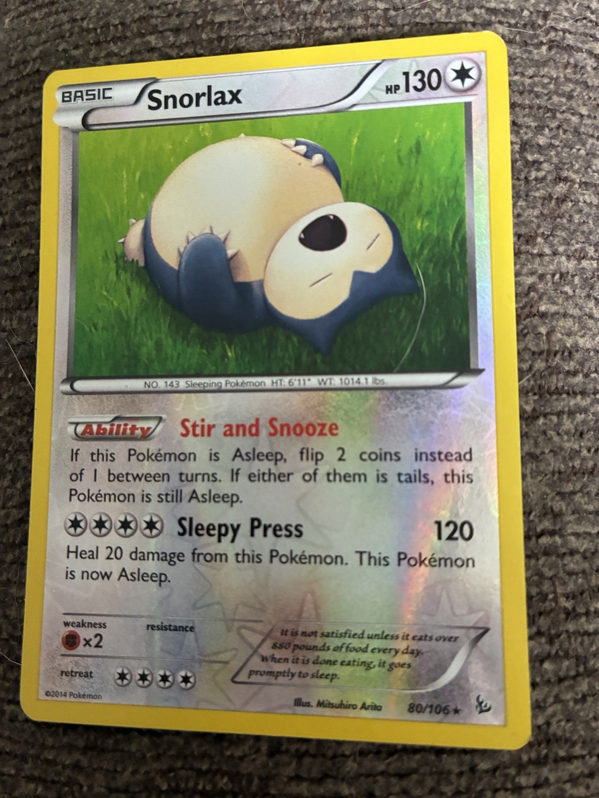 Snorlax 80/106 Rare Flashfire Pokemon Reverse Holo