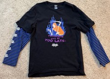 Swixxz Shirt Mens Small Tomorrow May Be Too Late Striped Long Sleeve Punk Shirt