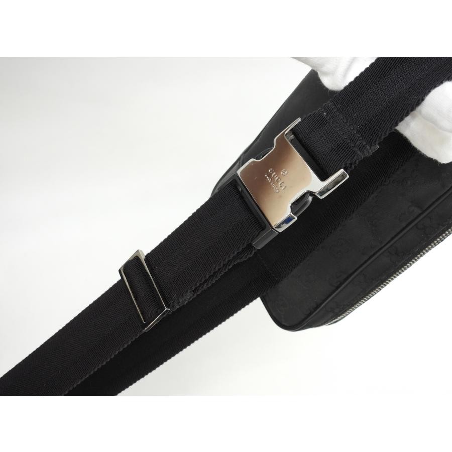 Gucci GG Nylon Leather Black Waist Bag Crossbody Bum Bag for Men