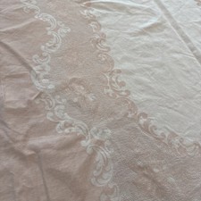 Oval Pink White Damask Tablecloth 58 X 112 Reversible Spring Easter