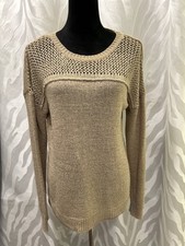 Cable Gauge Beige Long Sleeve Sweater Knit Top Size M