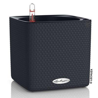 LECHUZA  Pflanzgefäße CUBE Color 16 Schiefergrau mit Dochtsystem