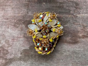 Vintage Brooch, Amber Stones, Moonstones