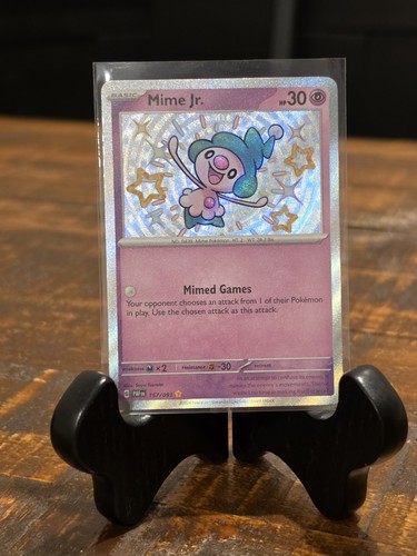 Pokémon TCG Mime Jr. 157/091 Scarlet Violet Paldean Fates Holo Shiny Rare NM