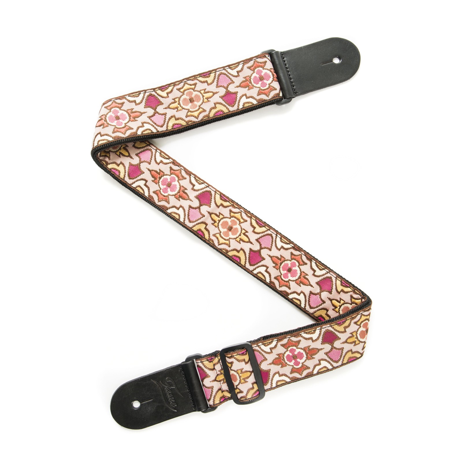 Ткань серии Gitarrengurt, Жаккардовый узор 4 розовых/золотых, 50 мм, Вертикальная планка