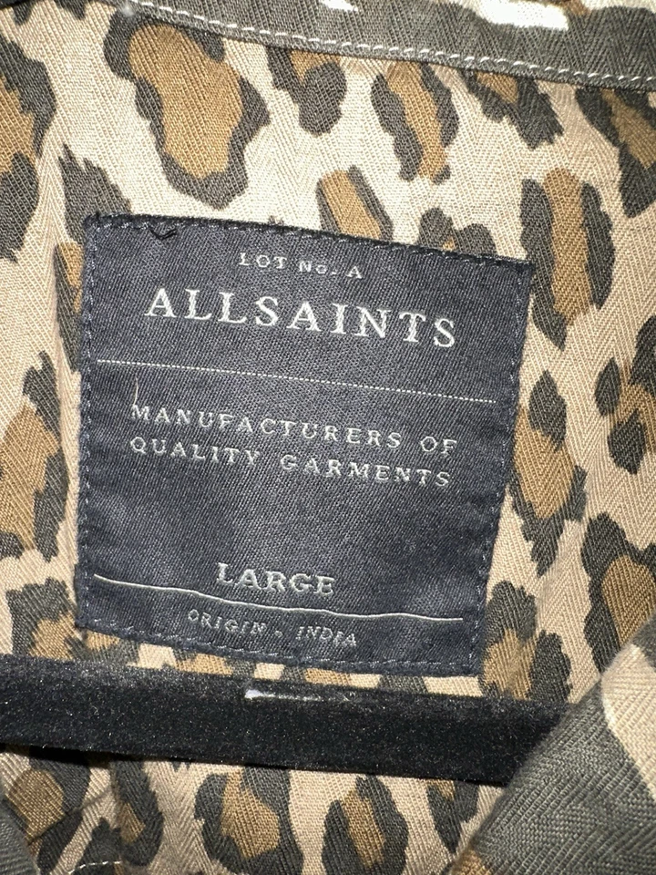 ALLSAINTS Men's Size L Sayo Blazer Jacket Camouflage Army Green Brown Cotton - Image 4 of 4