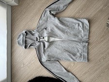 Adidas Hoodie Mens Large Gray Full Zip Fleece Sweatshirt 3 Stripes Athletic