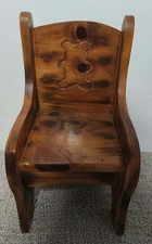 Vintage Handmade Chair 16" Toddler Or Doll Solid Wood Cedar? Knotty Pine? 1970s