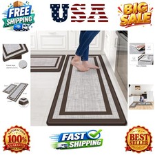 Kitchen Mats Set of 2 Cushioned Anti-Fatigue Non-Skid Rug Sets Ergonomic Comf...