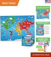 Bright and Colorful World Map Puzzle  75 Pieces for Kids' Geography Learning