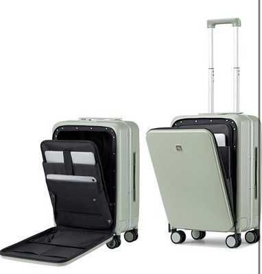 Hanke 20 Inch carryon suitcase luggage ABS Bamboo Green rolling Hardshell Lock