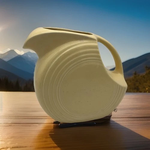 Fiestaware Vintage Ivory Water Disc Pitcher Fiesta HLC WV USA 1936 Original