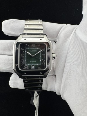 2025 Cartier Santos Large 39.8mm Green Dial WSSA0062   Complete Set