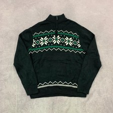 Chaps knitted jumper 1/4 Zip Patterned Chunky knit sweater Men's L