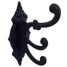 Pair of Cast Iron Vintage Three Arm Swivel Wall Hooks