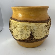 Birch Wood Vase Handmade Hand Turned Natural Wood Varnished 6.25 T X 6 W