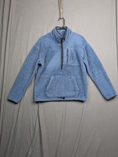 Pink Victoria's Secret Blue Fuzzy Sherpa Fleece Pullover Half Zip Small