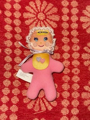 Vintage Mattel 1986 Heart Family grandma heart Mini Pink Stuffed Plush Doll 