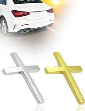 2PCS 3D Silver Alloy Cross Car Emblem, 2.5" 1.8" Self-Adh Color: Silver Golden