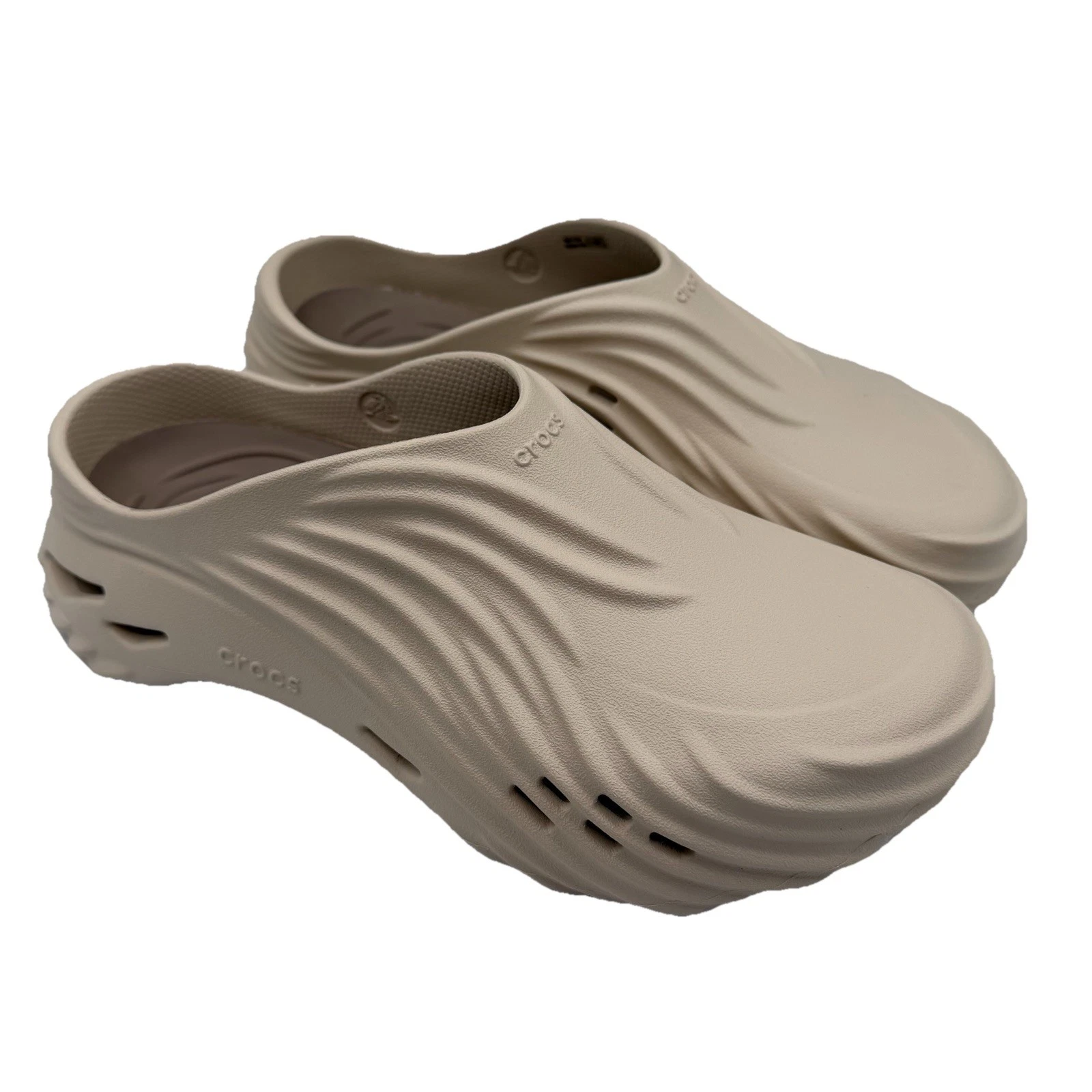 Crocs Echo Wave Clogs Mens 9 Womens 11 Almond Tint Beige Brown Slip On Shoes
