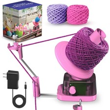 Electric Yarn Ball Winder Crocheting Knitting 13oz Adjustable Speed Spinner Pink