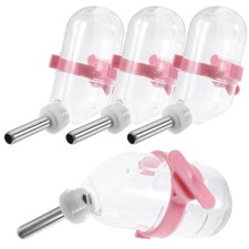 4Pcs Pink Pet Waterer Guinea Pig Bottle Drinker Rabbit Rat Feeder