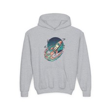 Retro Rocket Illustration Youth Hoodie  Space Shuttle Graphic