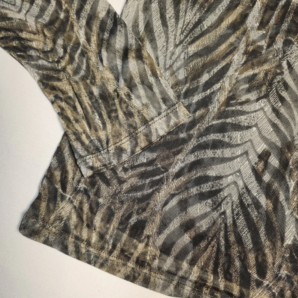 Blusa Bailey 44 Top Mujer Grande Estampado Oscuro Cuello Simulado Ajustada Semi Transparente Foto 3 de 4