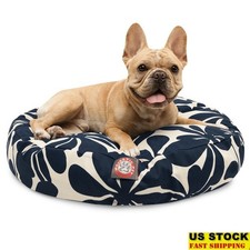 Round Dog Bed Water Resistant Indoor Outdoor Zippered Slipcover Plush Fiberfill