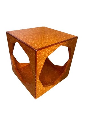 jonathan adler designer orange lacquered cube side table