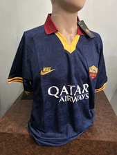 AS Roma Retro Polo Navy Blue Soccer Jersey Eu Size XL US Size Large