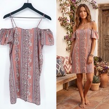 Forever 21 Women's S Floral Off The Shoulder Mini Dress Pink