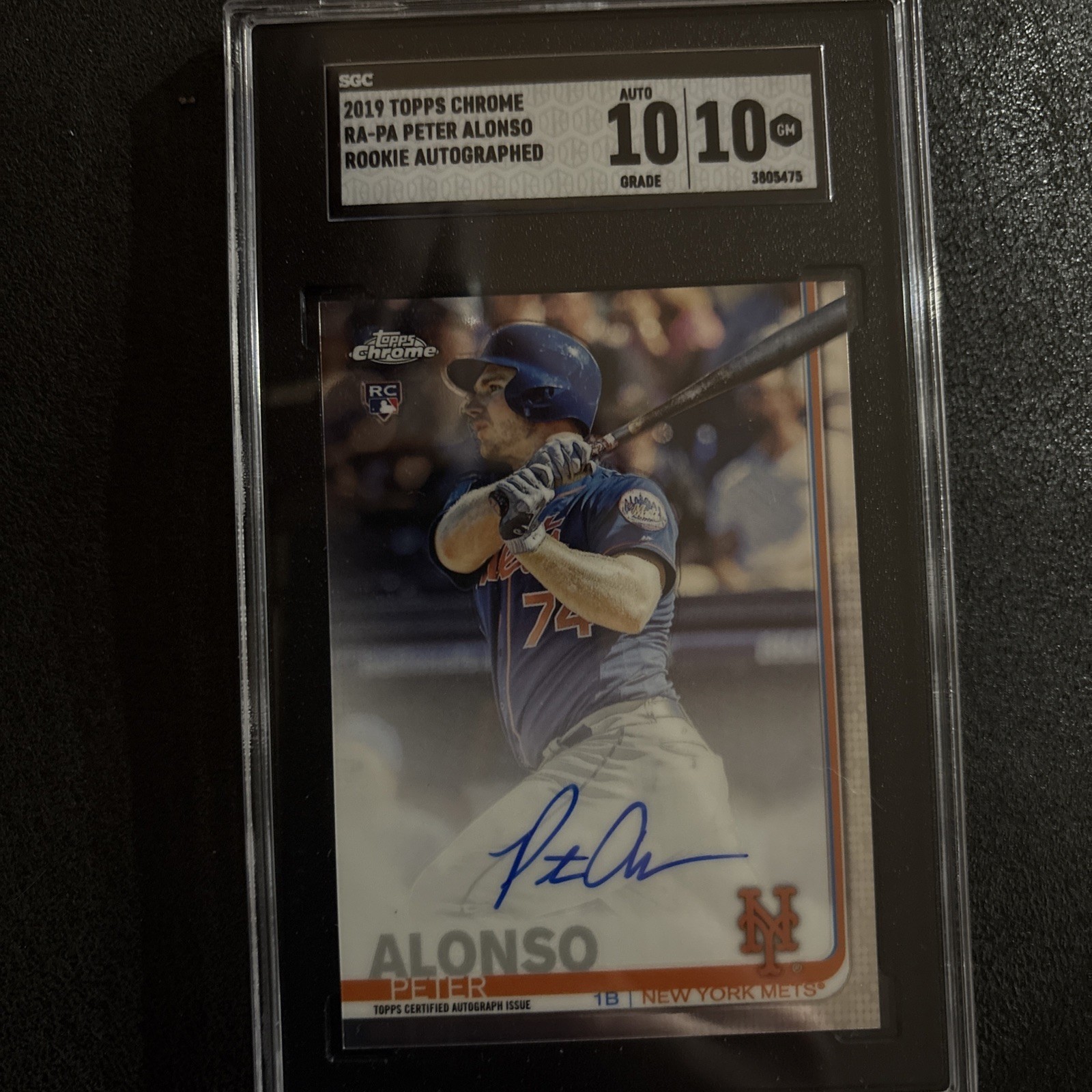 2019 Topps Chrome RA-PA Pete Alonso Rookie Card SGC 10 Card AND 10 Auto NY Mets!
