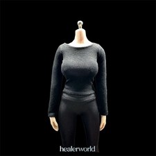 Action Figure Soldier Warrior 12"Female 1/6 Black Long Sleeve Tight T-Shirt Tops