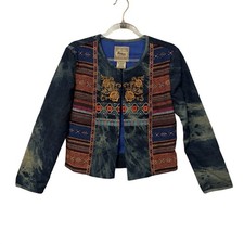 Vintage Patchwork Embroidered Jacket S Retro 70s Boho Indie Eclectic Cottagecore