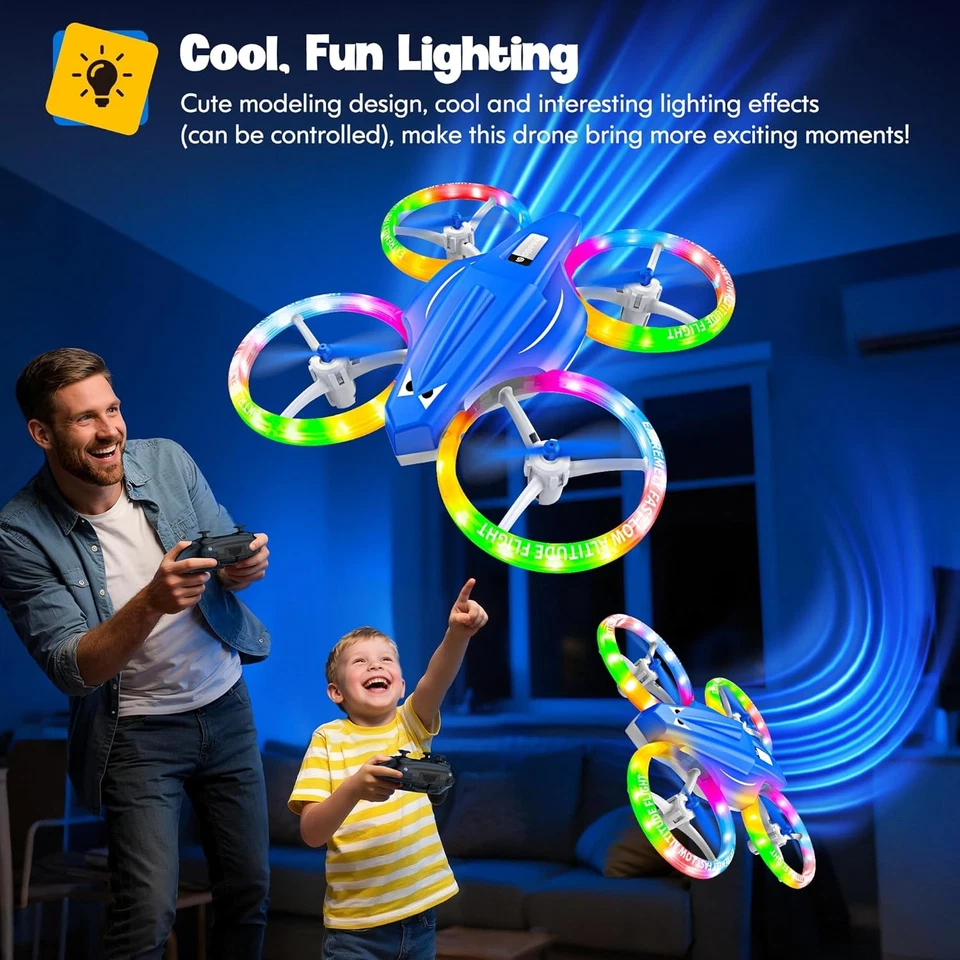 Drones for Kids with LED Lights, 3D Flip, Altitude Hold, Headless Mode - Image 2 of 4