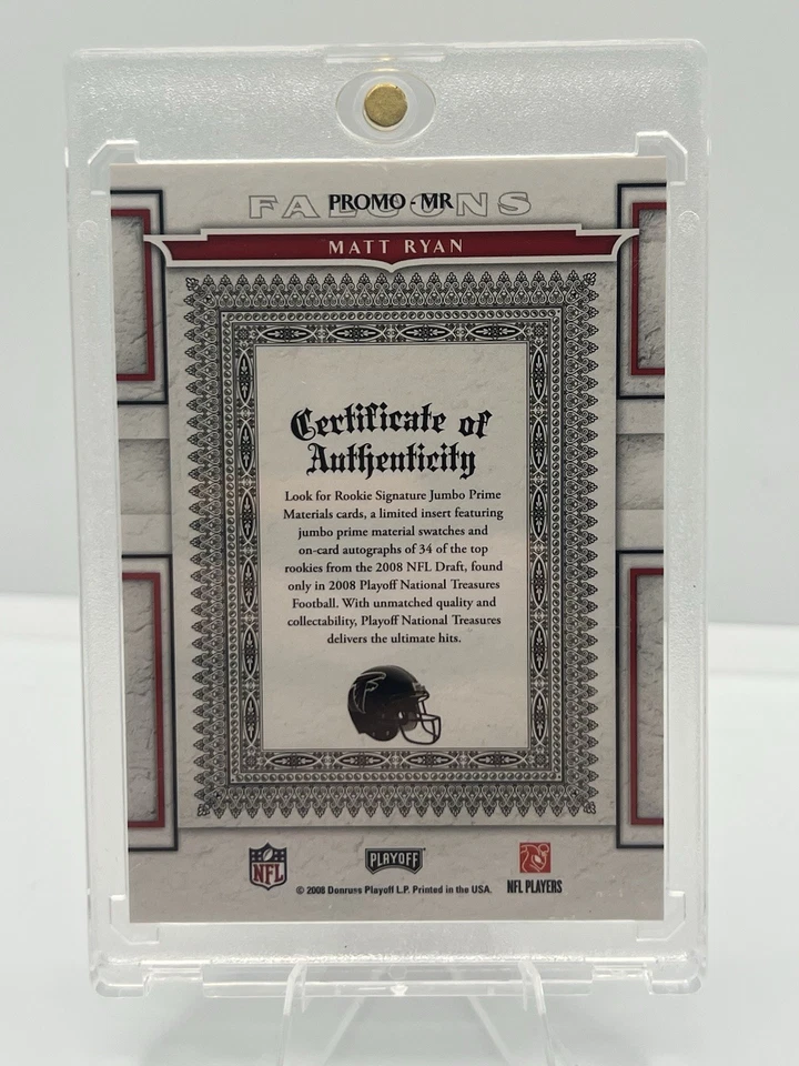 2008 Playoff National Treasures Matt Ryan #111 Rookie Promo Card Rare Ssp - Image 2 of 2