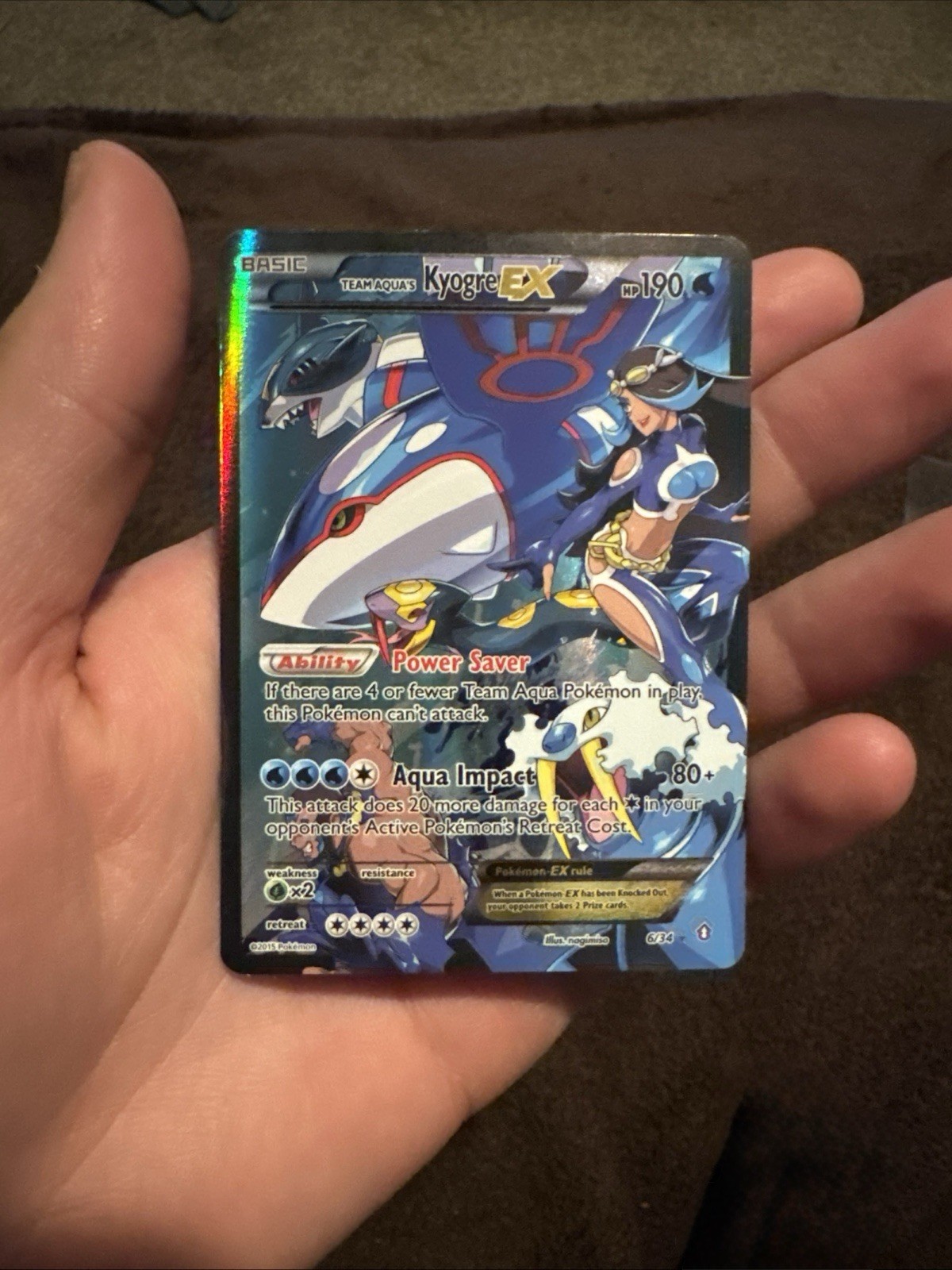 Team Aqua's Kyogre EX Full Art Holo Rare Double Crisis 6/34