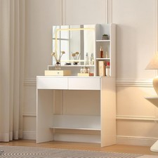 FOREST GRAVITY Makeup Vanity Desk Small Dressing Table with Mirror