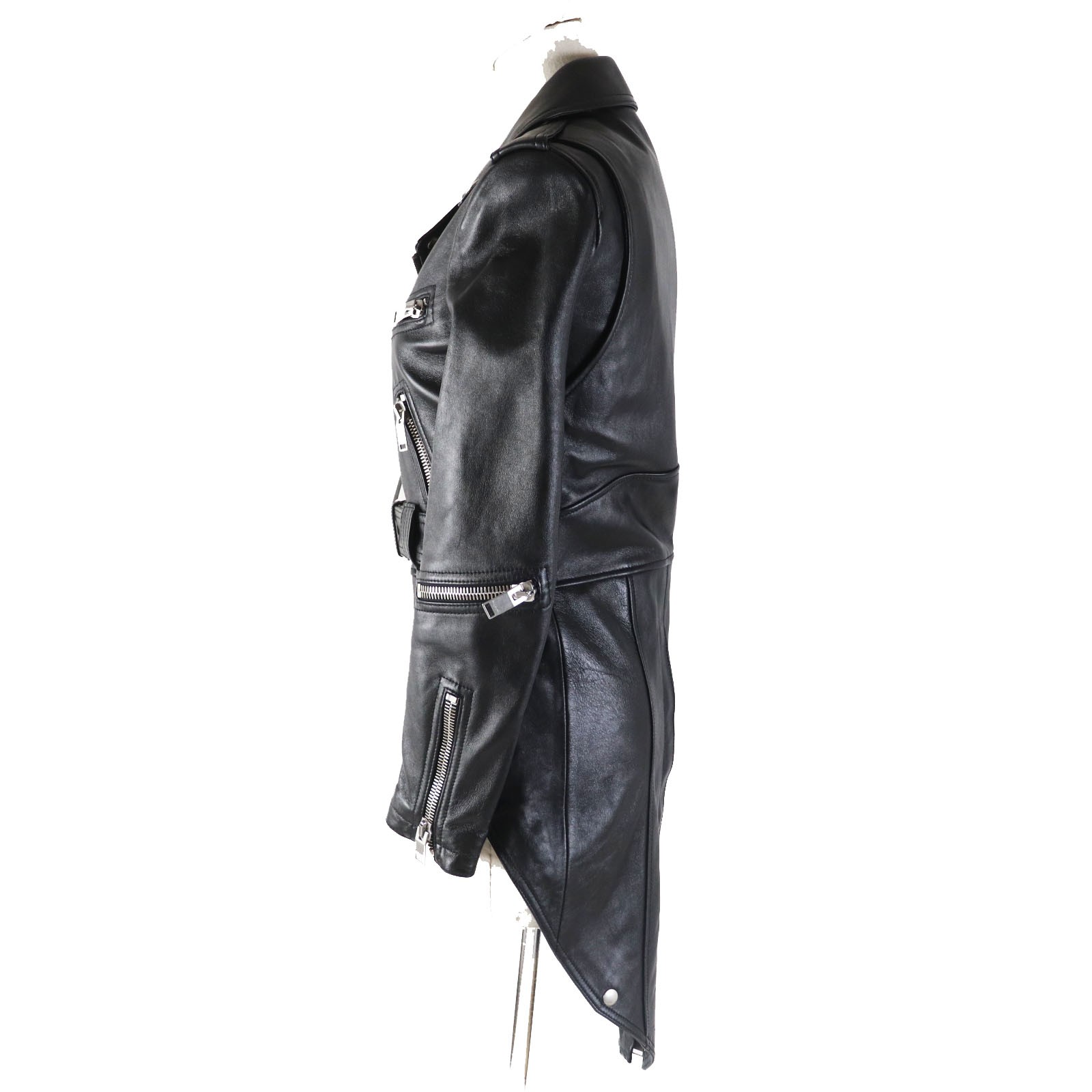 Giacca da pilota Saint Laurent Paris 15Aw Eddy in pelle di agnello coda nera 34
