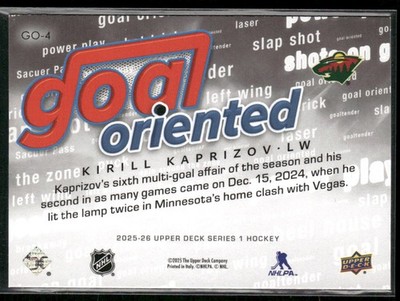 2025-26 Upper Deck Kirill Kaprizov Goal Oriented #GO-4 Minnesota