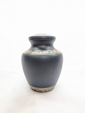 Cremation Urn Memorial Jar Burial Keepsake for Ashes Brass 6" Tall. Blue Silver