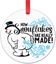 Funny Christmas Ornaments 2025 - White Elephant Gifts for Adults - How Snowflake