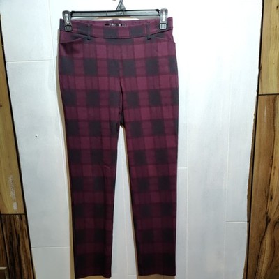 red plaid dress pants womens Lenago Women's Bootcut Dress Pants Pockets Women's Loose High-Waisted Straight-Leg Plaid Pants With Pockets Red Xxl, Size: 2XL