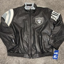 Starter Oakland Raiders Leather Jacket Mens Sz L Logo Embroidery New Rare